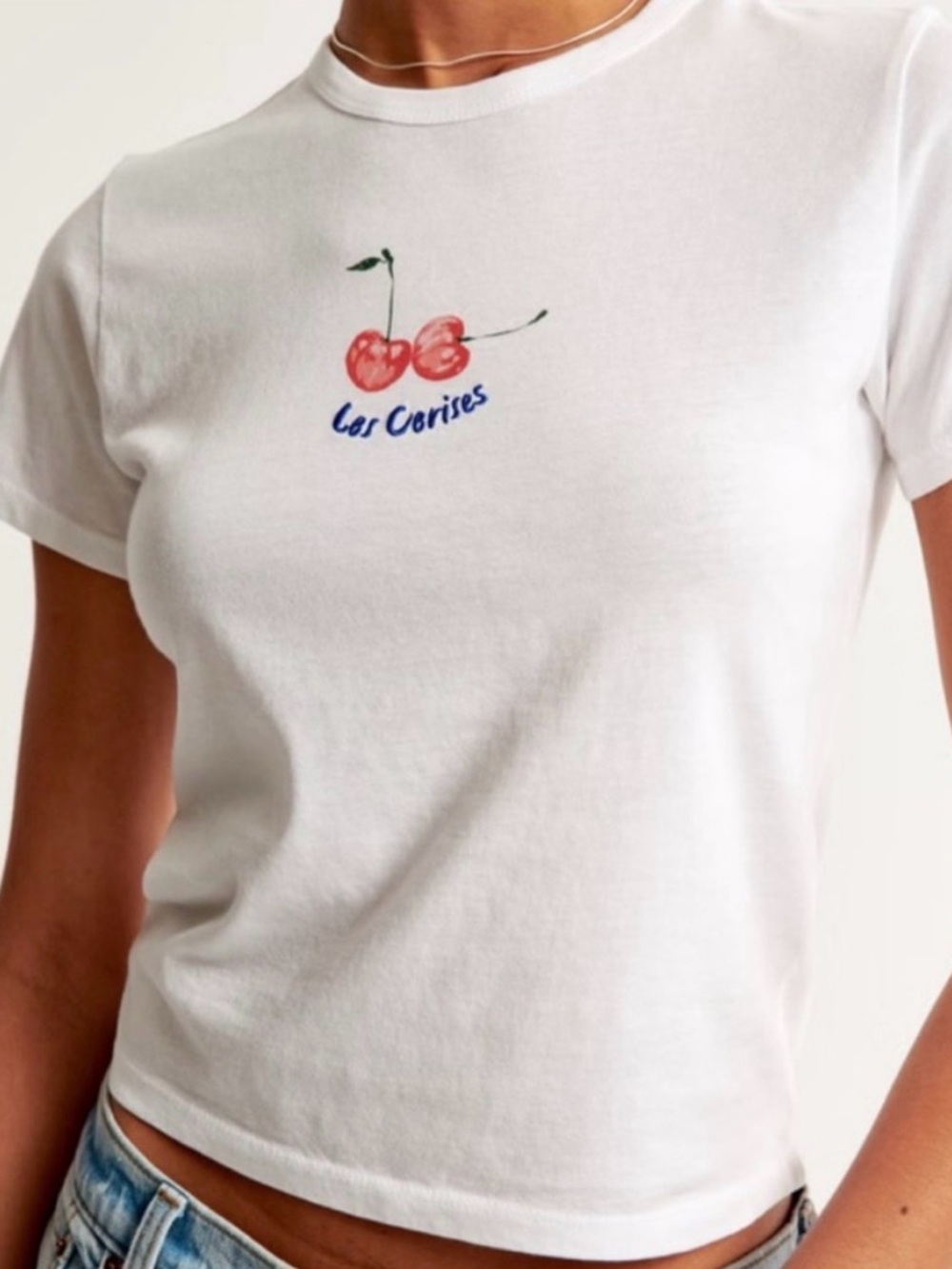 Abercrombie & Fitch White Tee with Red Cherry Graphic